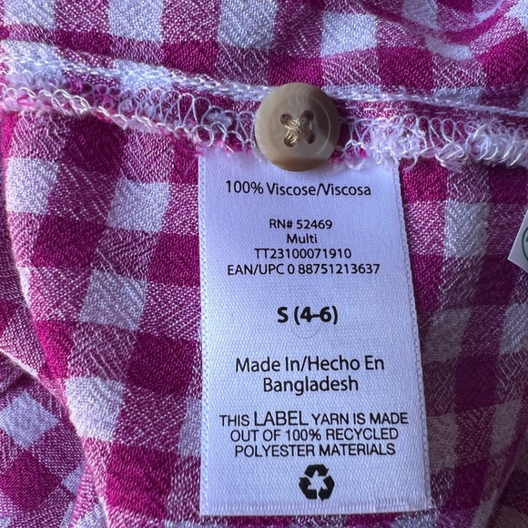 Time& true lightweight sleeveless checkered top with front pocket size S4-6 - Picture 10 of 11